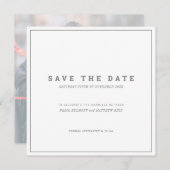 Minimalistisch grijs vierkant fotobruiloft save the date (Voorkant / Achterkant)