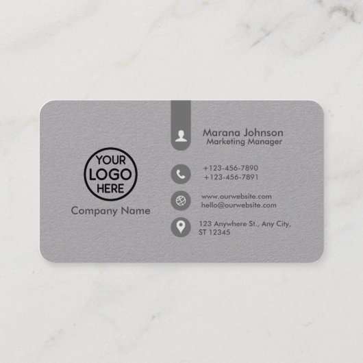 Minimalistisch grijs Visitekaartje met Logo (Achterkant)