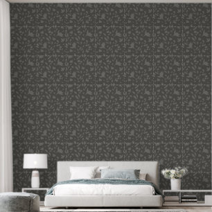 Minimalistisch grijs vloeiend botanisch silhouet behang