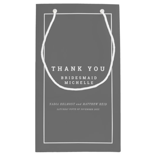 Minimalistisch grijs wit bruiloft gunsttas klein cadeauzakje (Achterkant)