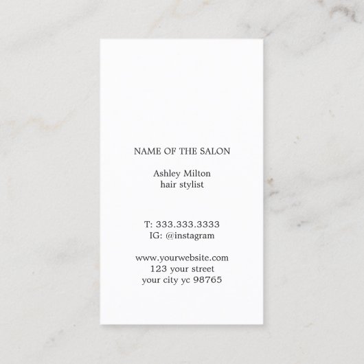 Minimalistisch grijs wit Haarstylist/Salon Visitekaartje (Achterkant)