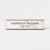 Minimalistisch Grijs Wit Marmeren Douane Bureau Naambordje (Voorkant)