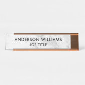 Minimalistisch Grijs Wit Marmeren Douane Bureau Naambordje (Voorkant)