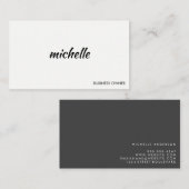 Minimalistisch grijs wit met cursieve tekst visitekaartje (Voorkant / Achterkant)