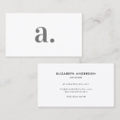 Minimalistisch grijs wit monogram modern elegant visitekaartje (Voorkant / Achterkant)