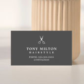 Minimalistisch grijs wit schaar kapper visitekaartje
