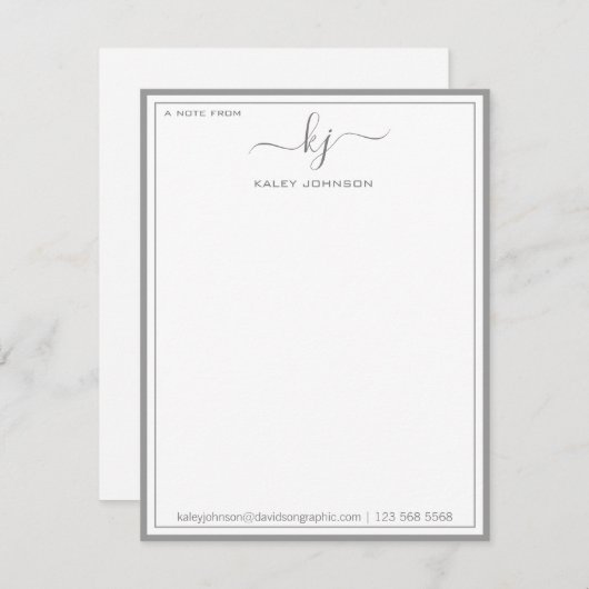 Minimalistisch grijs wit van het bureau van de Not Bedankkaart (Voorkant / Achterkant)