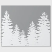 Minimalistisch grijs witte denboomsilhouet       cadeaupapier (Vlak)