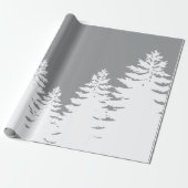 Minimalistisch grijs witte denboomsilhouet       cadeaupapier (Uitgerold)