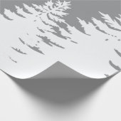 Minimalistisch grijs witte denboomsilhouet       cadeaupapier (Hoek)