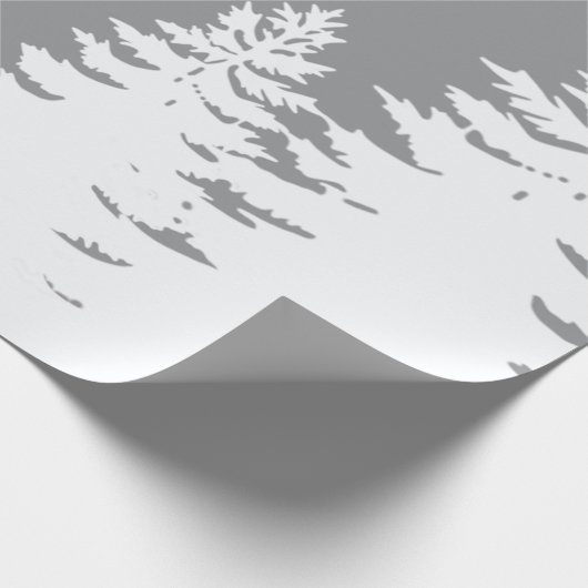 Minimalistisch grijs witte denboomsilhouet       cadeaupapier (Hoek)