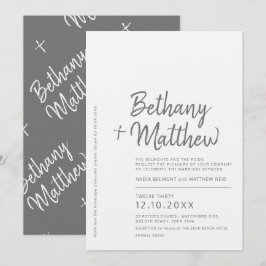 Minimalistisch grijs witte kalligrafie script brui kaart