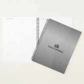 Minimalistisch grijs zwart metallic textuur print planner (Display)