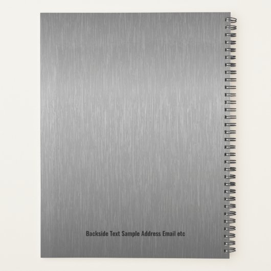 Minimalistisch grijs zwart metallic textuur print planner (Achterkant)