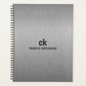 Minimalistisch grijs zwart metallic textuur print planner (Voorkant)