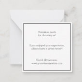 Minimalistisch grijs zwart, modern zakelijk bedank notitiekaartje (Achterkant)