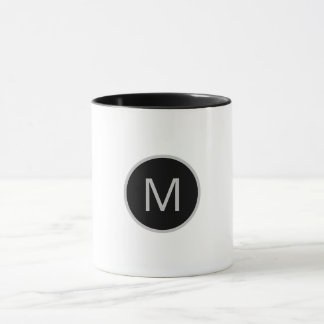 Minimalistisch grijs zwarte ronde monogram Mok