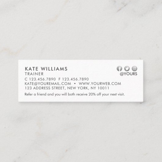 Minimalistisch grijsZwart gradiënt Gold Luxury Ref Mini Visitekaartje (Achterkant)