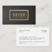 Minimalistisch grijsZwart gradiënt Gold Luxury Ref Visitekaartje (Voorkant / Achterkant)