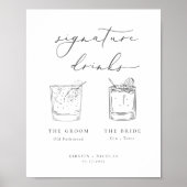Minimalistisch grijze Drink bruiloft Poster (Voorkant)