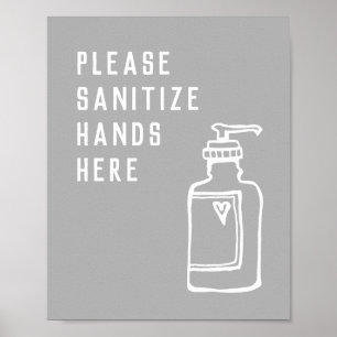 Minimalistisch grijze handen hier poster