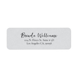 Minimalistisch grijze linnen textuur, wit script etiket