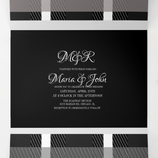 Minimalistisch Grijze Ring Logo bruiloft Drieluik Uitnodiging (Binnenkant midden)