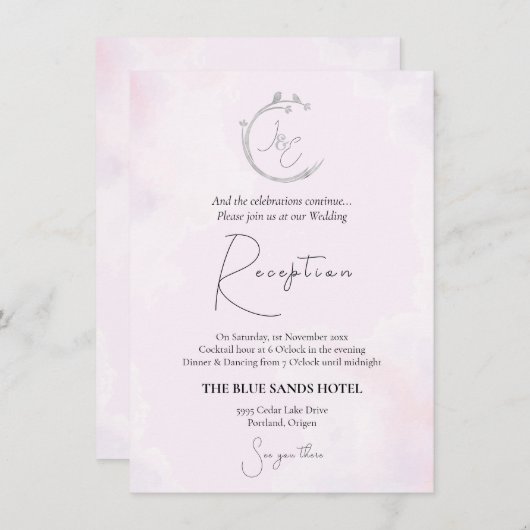 Minimalistisch grijze Waterverf vogeltak Wreater Informatiekaartje (Voorkant / Achterkant)