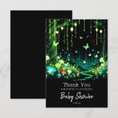 Minimalistisch grillig betoverd bos Baby shower Bedankkaart (Voorkant / Achterkant)