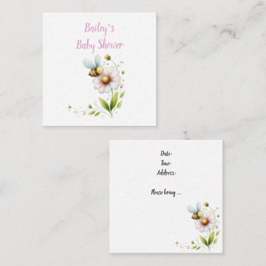 Minimalistisch grillig bijen Baby shower Informatiekaartje (Voorkant / Achterkant)