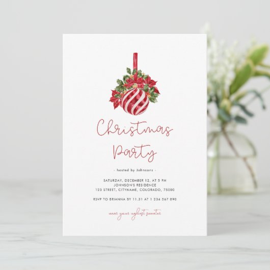 Minimalistisch grillig script Bauble Christmas Par Kaart (Staand voorkant)