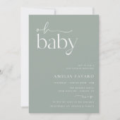 Minimalistisch Groen Baby shower Sage Kaart (Voorkant)
