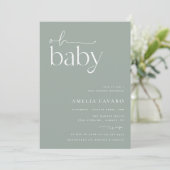 Minimalistisch Groen Baby shower Sage Kaart (Staand voorkant)