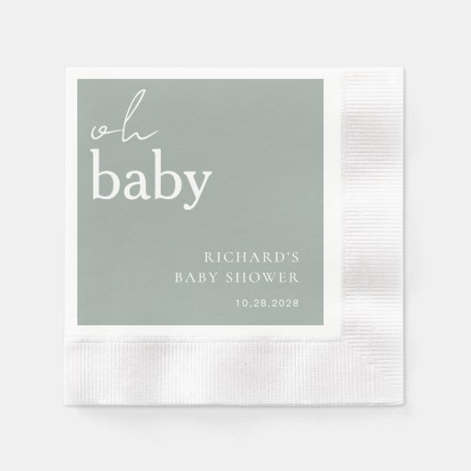 Minimalistisch Groen Baby shower Sage Servet (Voorkant)