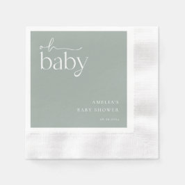 Minimalistisch Groen Baby shower Sage Servet