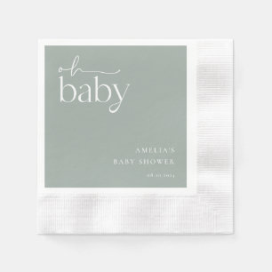 Minimalistisch Groen Baby shower Sage Servet