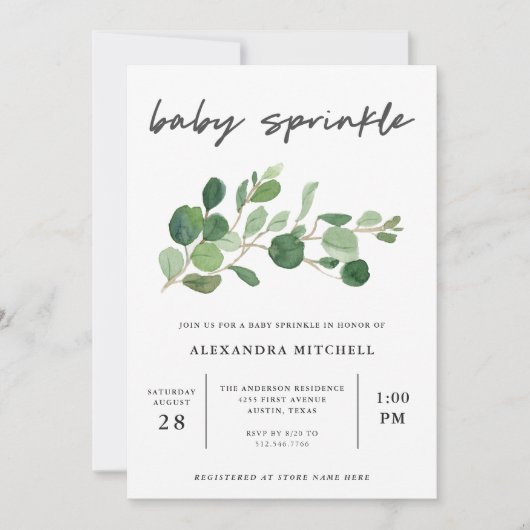 Minimalistisch groen | Baby Sprinkle Kaart (Voorkant)