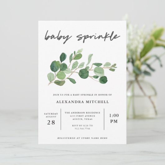 Minimalistisch groen | Baby Sprinkle Kaart (Staand voorkant)