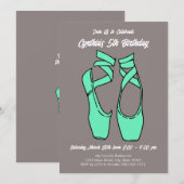 Minimalistisch Groen Ballet Verjaardagsfeest Kaart (Voorkant / Achterkant)