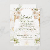 Minimalistisch groen beige bloemenbruiloft details bedankkaart (Voorkant / Achterkant)