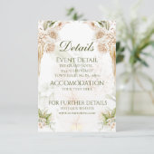 Minimalistisch groen beige bloemenbruiloft details bedankkaart (Staand voorkant)