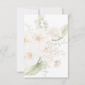 Minimalistisch groen beige bloemenbruiloft details bedankkaart (Achterkant)