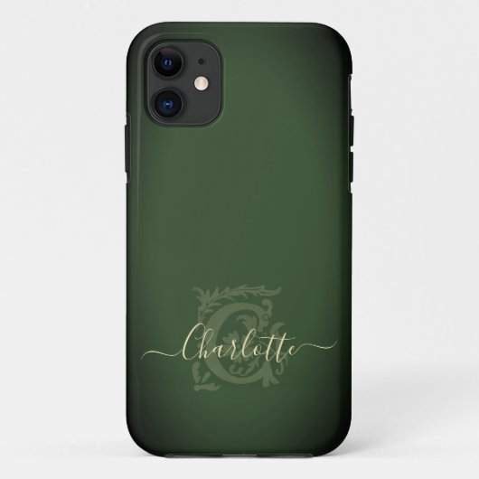 Minimalistisch Groen Beige C Naam Monogram Case-Mate iPhone Case (Achterkant)