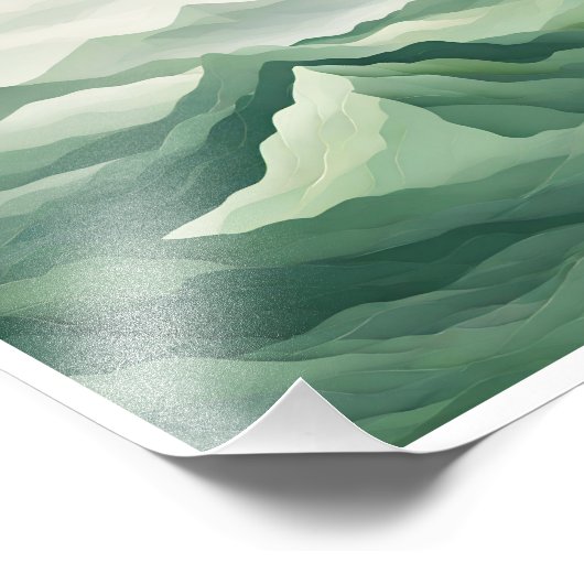 Minimalistisch groen bergesthetisch Poster (Hoek)