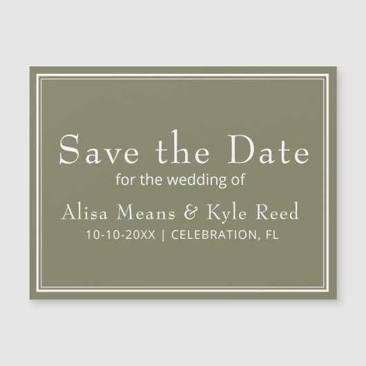 Minimalistisch groen Bewaar de datummagneet (Voorkant)