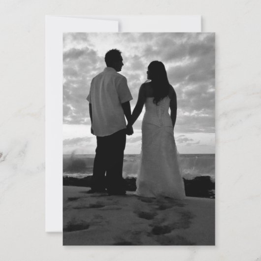 Minimalistisch groen blad met foto Save the Date (Achterkant)