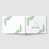 Minimalistisch groen blad op wit | Bruiloft Gastenboek (Volledig)