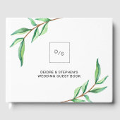 Minimalistisch groen blad op wit | Bruiloft Gastenboek (Voorkant)