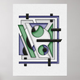 Minimalistisch groen blauw Bauhaus Abstract Poster
