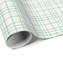 Minimalistisch groen & blauw rasterpatroon Inpakpa Cadeaupapier